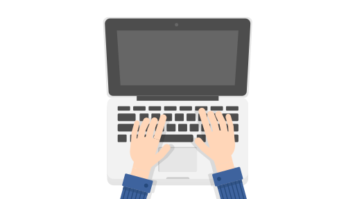 Illustration: Händer som skriver på en laptopdator.